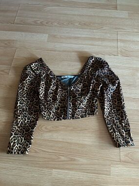 Zara Animal Print Sweetheart Cropped Top XS